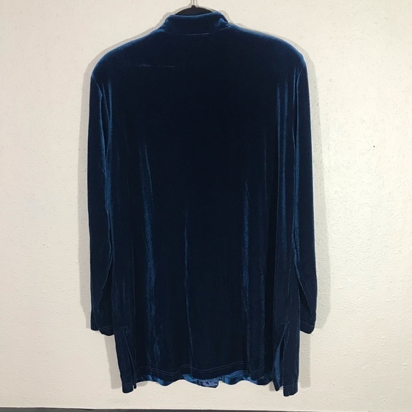 Coldwater Creek Teal Blue Velvet Mandarin Collar Jacket size XL - Picture 8 of 11